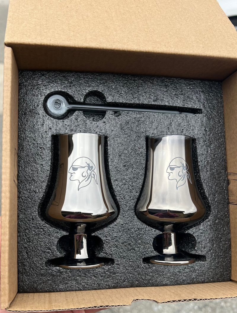 Amehla Whiskey Tasting Glass - Set of 2, 5-ounce Whisky Glasses with Water Dropper Pipette