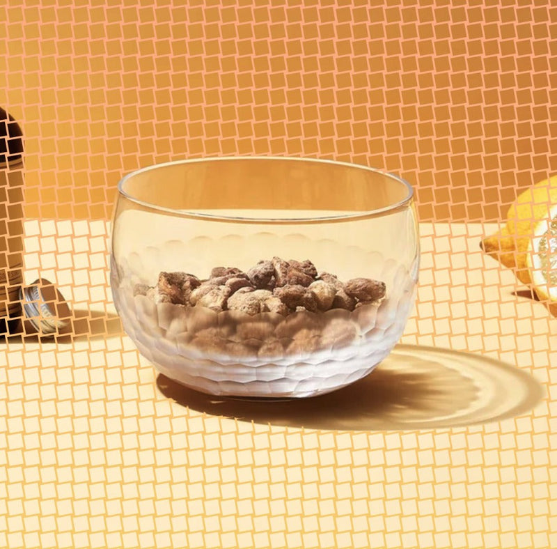Hive Nut Bowl - 18-ounce Handblown & Hand-etched Honeycomb Dish