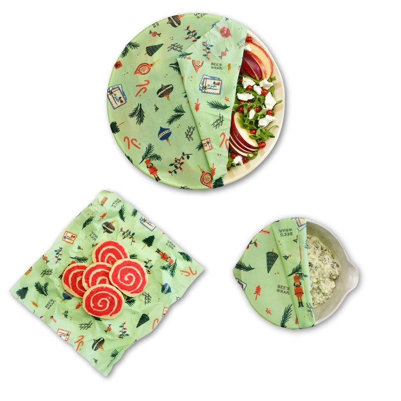 Christmas Print Bee's Wrap Assorted 3-Pack Kitchen & Bath from Kitchen Supply