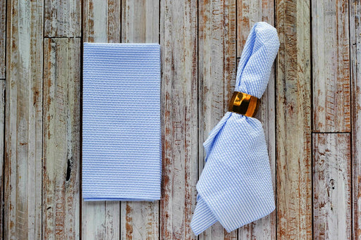 Seersucker Dinner Napkins, set of 4 Napkins pale blue from Kitchen Supply