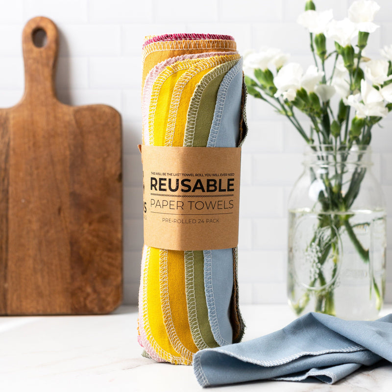 Reusable Paper Towels Reusable Paper Towels 24 Pack (Pre-rolled) Earth Tones from Kitchen Supply