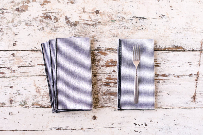Seersucker Everyday Napkins, set of four Napkins black from Kitchen Supply