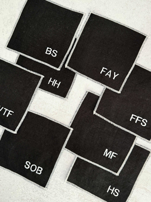 Sweary Cocktail Coasters in Black and White, set of eight Coasters from Kitchen Supply
