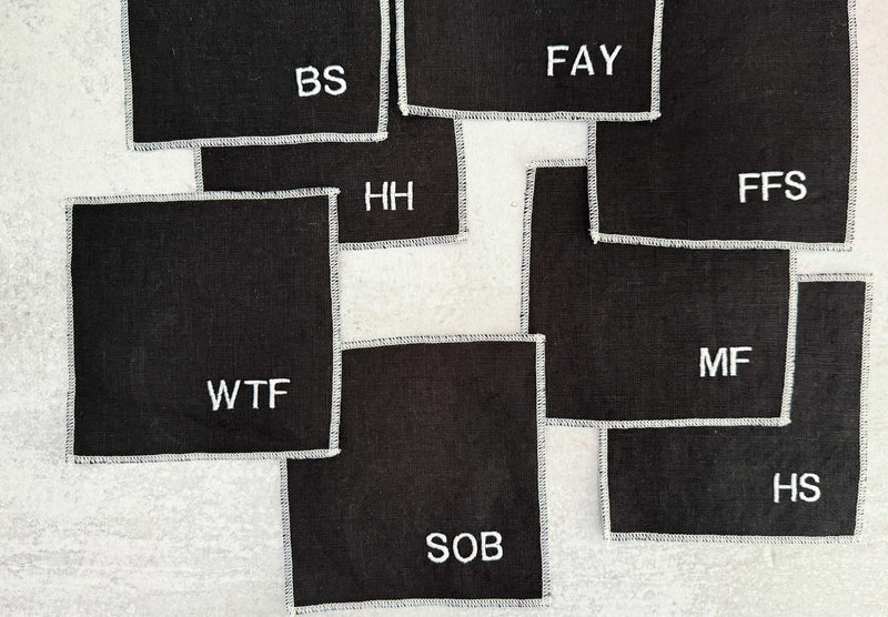 Sweary Cocktail Coasters in Black and White, set of eight Coasters from Kitchen Supply