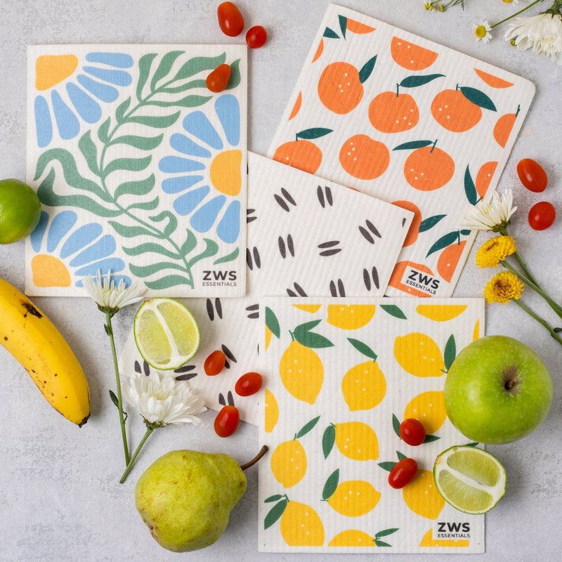 Swedish Dish Cloth Reusable Paper Towels Basics Bundle of 4 from Kitchen Supply