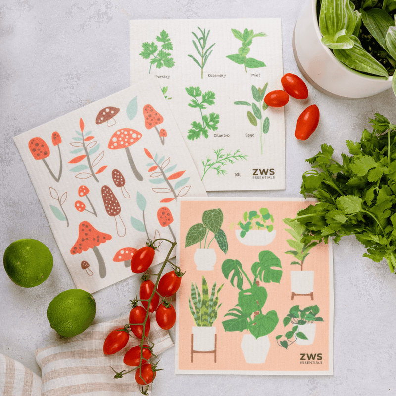 Swedish Dish Cloth Reusable Paper Towels Plants Bundle of 3 from Kitchen Supply