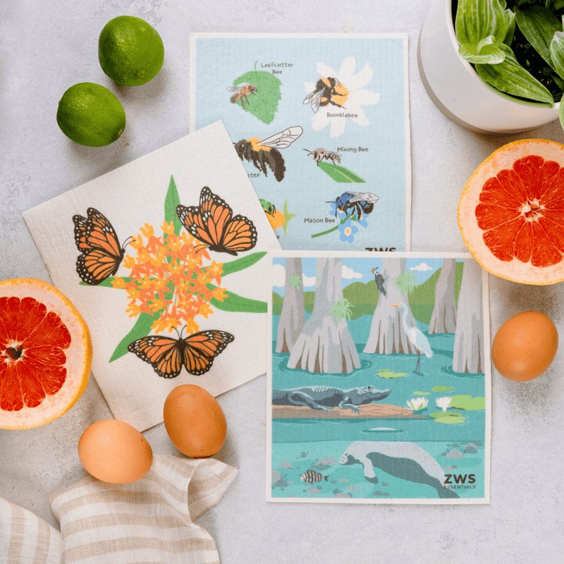 Swedish Dish Cloth Reusable Paper Towels Wildlife Bundle of 3 from Kitchen Supply