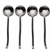 Set of four silver spoons on a white background