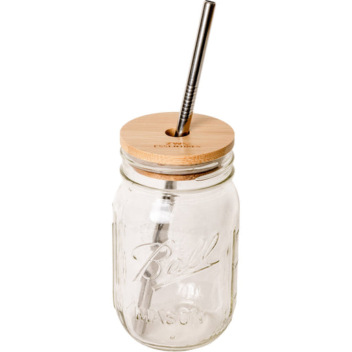 Mason Jar Kit- Mason Jar, Bamboo Lid, Stainless Steel Straw Drinkware Sets Regular Mouth Jar from Kitchen Supply