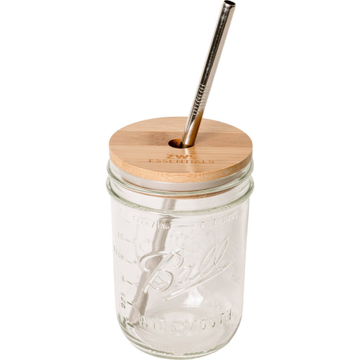 Mason Jar Kit- Mason Jar, Bamboo Lid, Stainless Steel Straw Drinkware Sets Wide Mouth Jar from Kitchen Supply