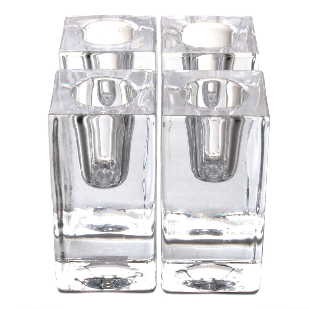 Chunky Glass Taper Candle Holder, Single Holder, Clear