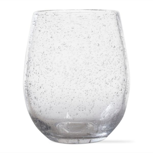 Bubble Glass Stemless Wine 14 ounce, Clear or Aqua