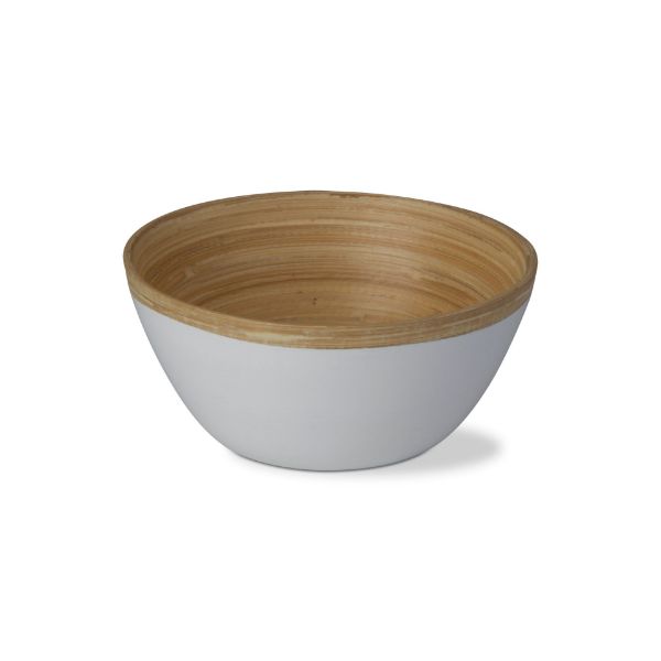 Bamboo Lacquer Serving Bowl Small, Set of 4 - White