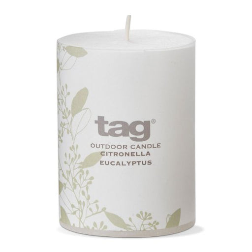 Citronella 3x4 Fragrant Pillar Candle Eucalyptus - White