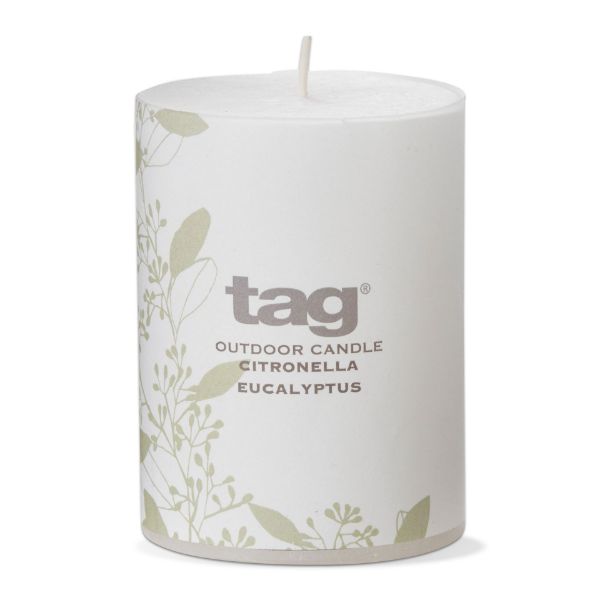 Bougie Pilier Parfumée Citronnelle 3x4 Eucalyptus - Blanc