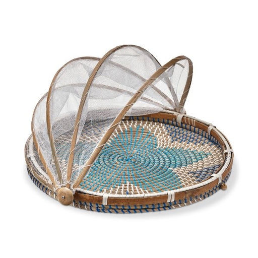 Round Seagrass Food Cover - Blue, Multi