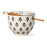 Henna Noodle Bowl and Chopstick Set, Black, Multi