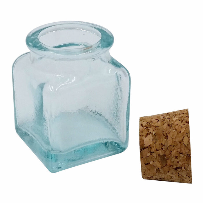 Mini Cube Green Glass Bottle 1 Ounce