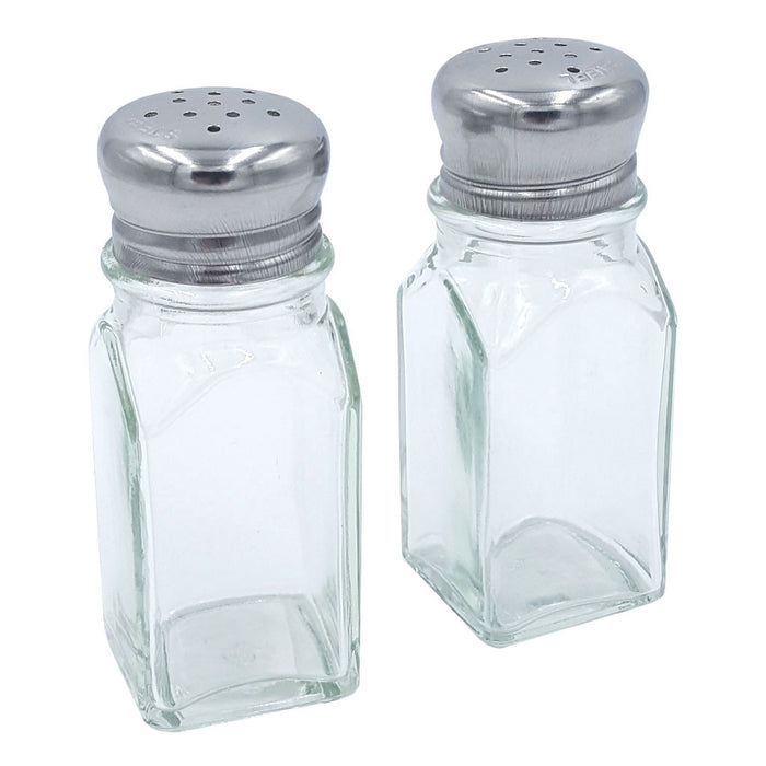 Salt and Pepper Shaker Set of 2 Square, Chrome Top, 2 Ounce