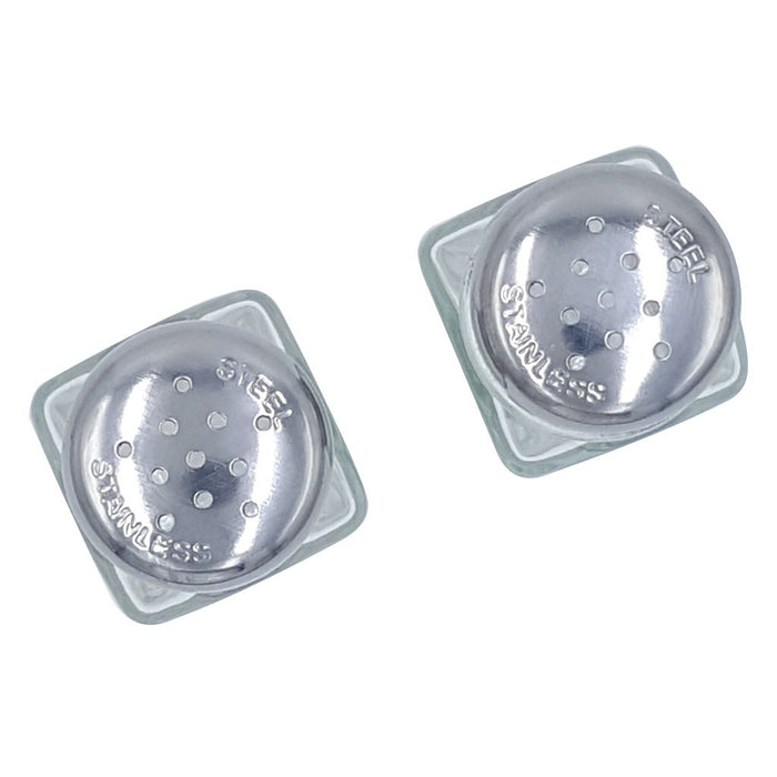 Salt and Pepper Shaker Set of 2 Square, Chrome Top, 2 Ounce