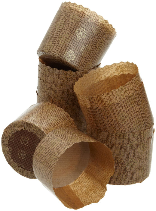 Moldes para magdalenas de papel, paquete de 25, patrón marrón/dorado, 2,75 pulgadas de ancho x 2 pulgadas de alto