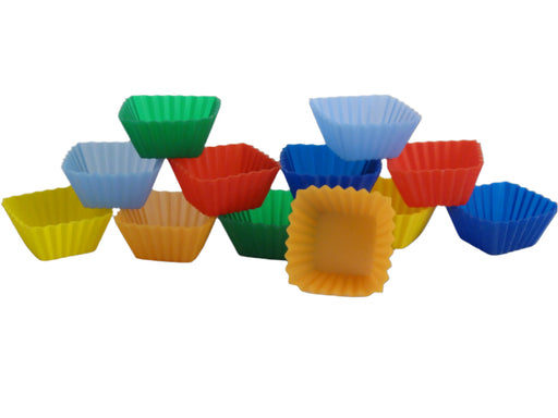 Small square silicone muffin brownie molds 2371 Kitchen Supply mini cupcake rainbow colored liners