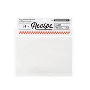 Safeguard your most cherished culinary traditions with these elegant Recipe Card Protectors. Each transparent sleeve shields treasured family recipes, heirloom favorites, and seasonal specialties from kitchen spills, stains, and grease—ensuring they remain pristine for generations. The durable, crystal-clear covers allow full visibility of your handwritten notes while offering effortless maintenance and convenient storage. This 24-pack accommodates standard 4" x 6" recipe cards, making it an essential