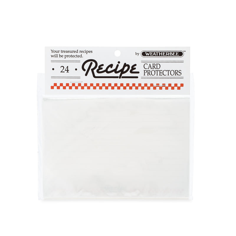 Safeguard your most cherished culinary traditions with these elegant Recipe Card Protectors. Each transparent sleeve shields treasured family recipes, heirloom favorites, and seasonal specialties from kitchen spills, stains, and grease—ensuring they remain pristine for generations. The durable, crystal-clear covers allow full visibility of your handwritten notes while offering effortless maintenance and convenient storage. This 24-pack accommodates standard 4" x 6" recipe cards, making it an essential