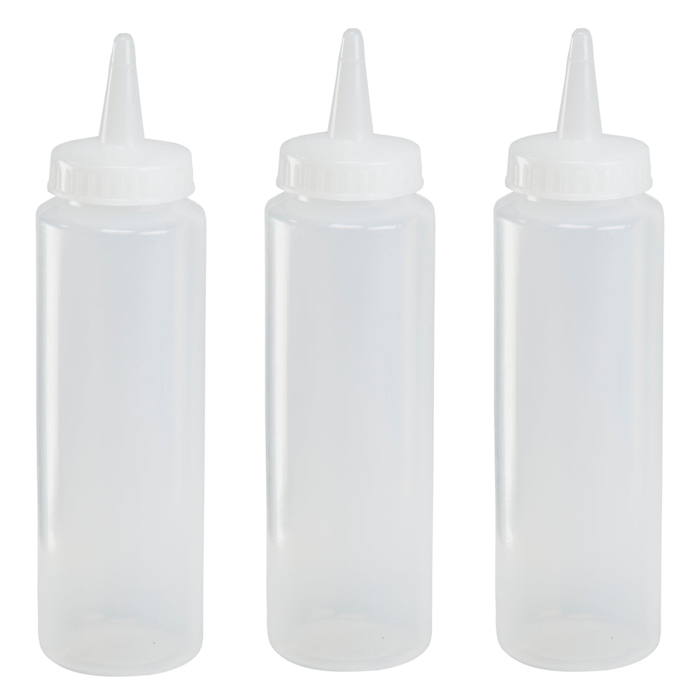 Squeeze Condiment / Sauce Bottles Clear, 3-Pack, 8 Ounce