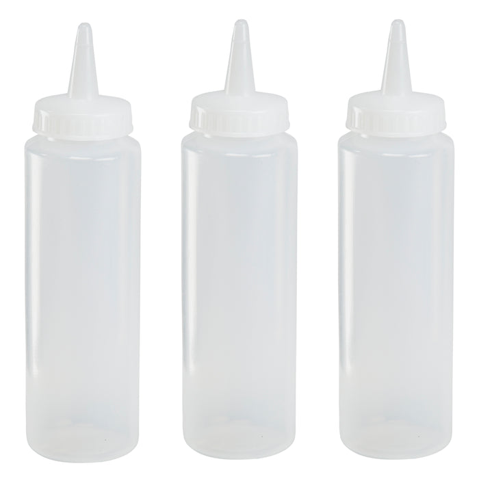 Botellas exprimibles para condimentos/salsas transparentes, paquete de 3, 8 onzas