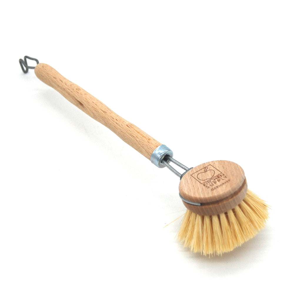 Kitchen Dish Brush With Long Handle, Wooden Washing Brush Natural