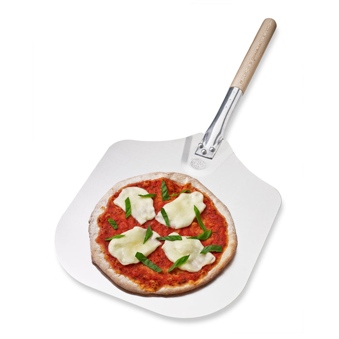 Kitchen Supply Pala para pizza de aluminio de 16 x 18 pulgadas con mango de madera