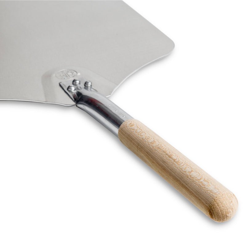 Kitchen Supply Pala para pizza de aluminio de 12 x 14 pulgadas con mango de madera