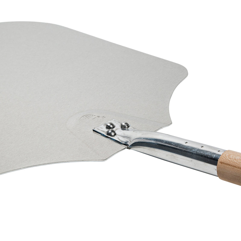 Kitchen Supply Cáscara de pizza de aluminio de 14 x 16 pulgadas con mango de madera