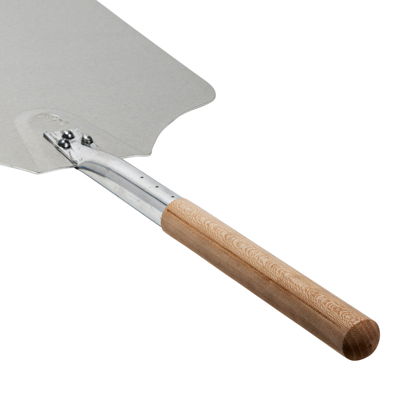 Kitchen Supply Cáscara de pizza de aluminio de 14 x 16 pulgadas con mango de madera