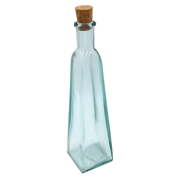 corked green glass bottle with tint pyramid shape