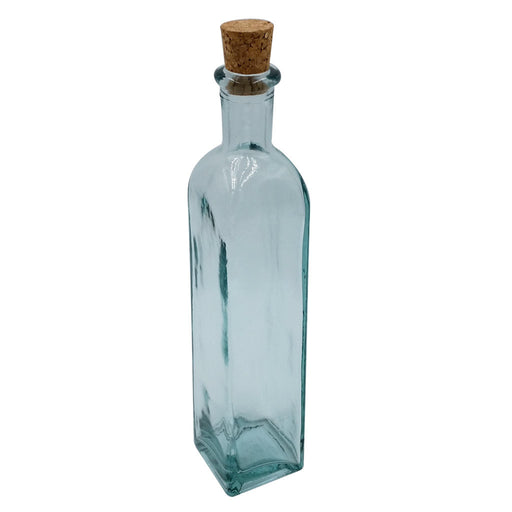 Corked Green Glass Olive Oil Bottle with Tint Square shape 10 ounce