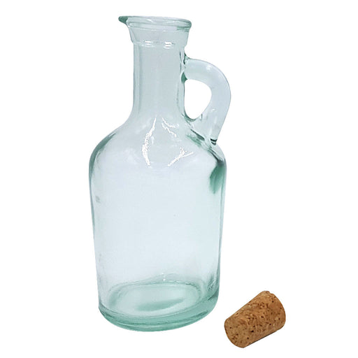 GREEN GLASS JUG OIL and VINEGAR Bottle WITH CORK