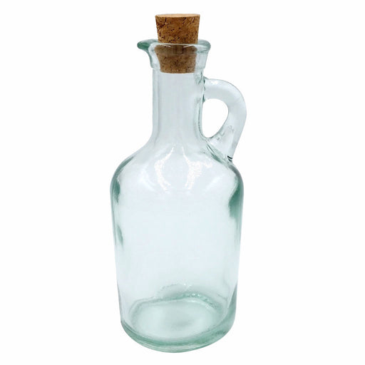 GREEN GLASS JUG OIL and VINEGAR Bottle WITH CORK