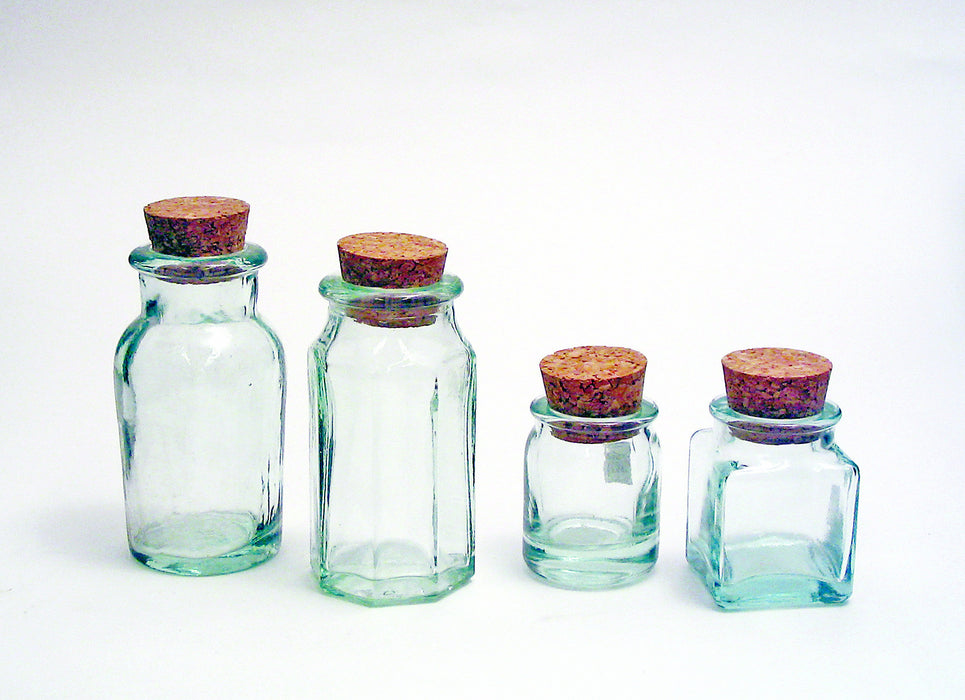 Green Glass Bottle with Cork Stopper, Multi-Pack