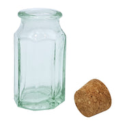 Green Glass Mini Bottle Faceted with Cork