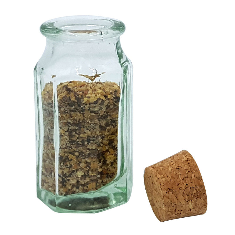 Small Green Glass Spice Bottle Faceted with Cork
