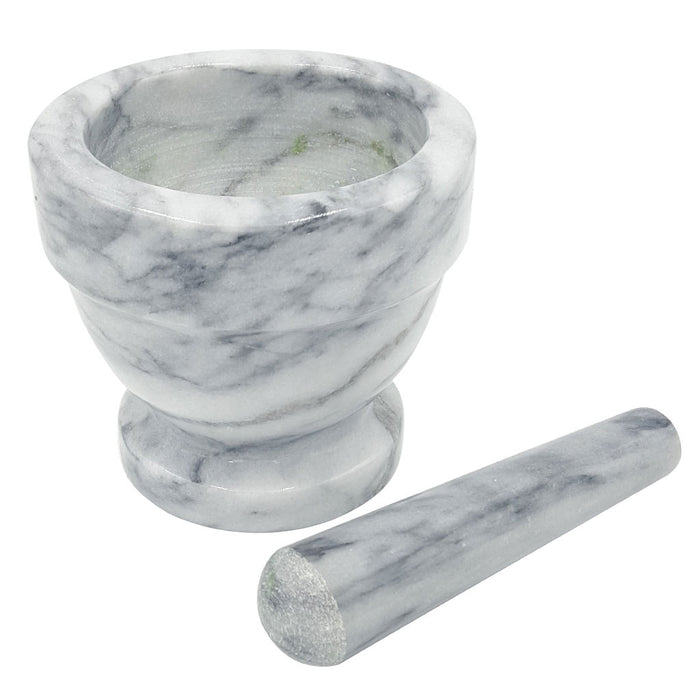 Mortar and Pestle White Marble, 4.75 X 4.25 Inch