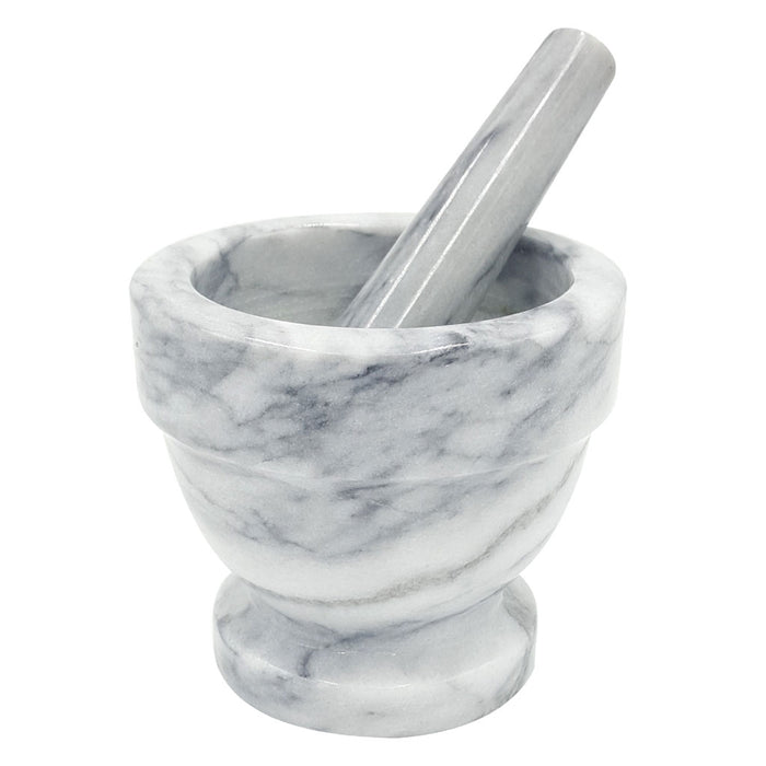 Mortar and Pestle White Marble, 4.75 X 4.25 Inch