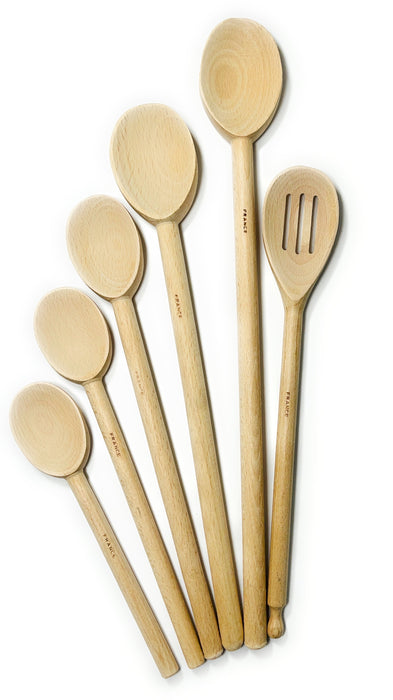 Beechwood Mixing Spoons from France 6 PC Set, 1 of Each Size